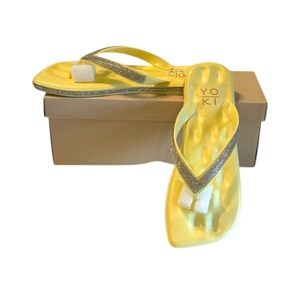 Yo Ki Women's Eula Embellished Flip Flop Slip On Flats Yellow Size 5 NIB - Picture 4 of 4